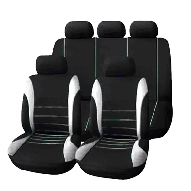 Housses de siège voiture universelles en polyester – Lot de 2, 4 ou 9 pièces – Confort toutes saisons – Pour sièges avant et arrière
