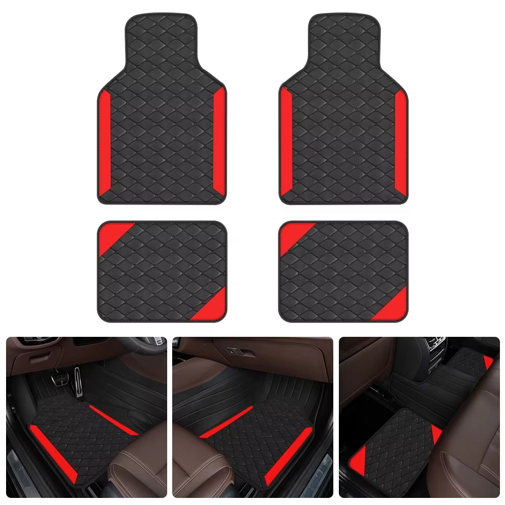 Tapis de Sol Voiture Luxe 4 Pièces en Cuir PU – Antidérapants, Résistants et Universels (LHD)