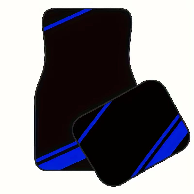 Tapis de sol voiture universels (x4) – Bandes bleues, style racing