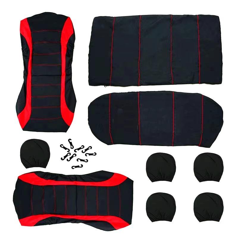 Housses de siège voiture universelles en polyester – Lot de 2, 4 ou 9 pièces – Confort toutes saisons – Pour sièges avant et arrière