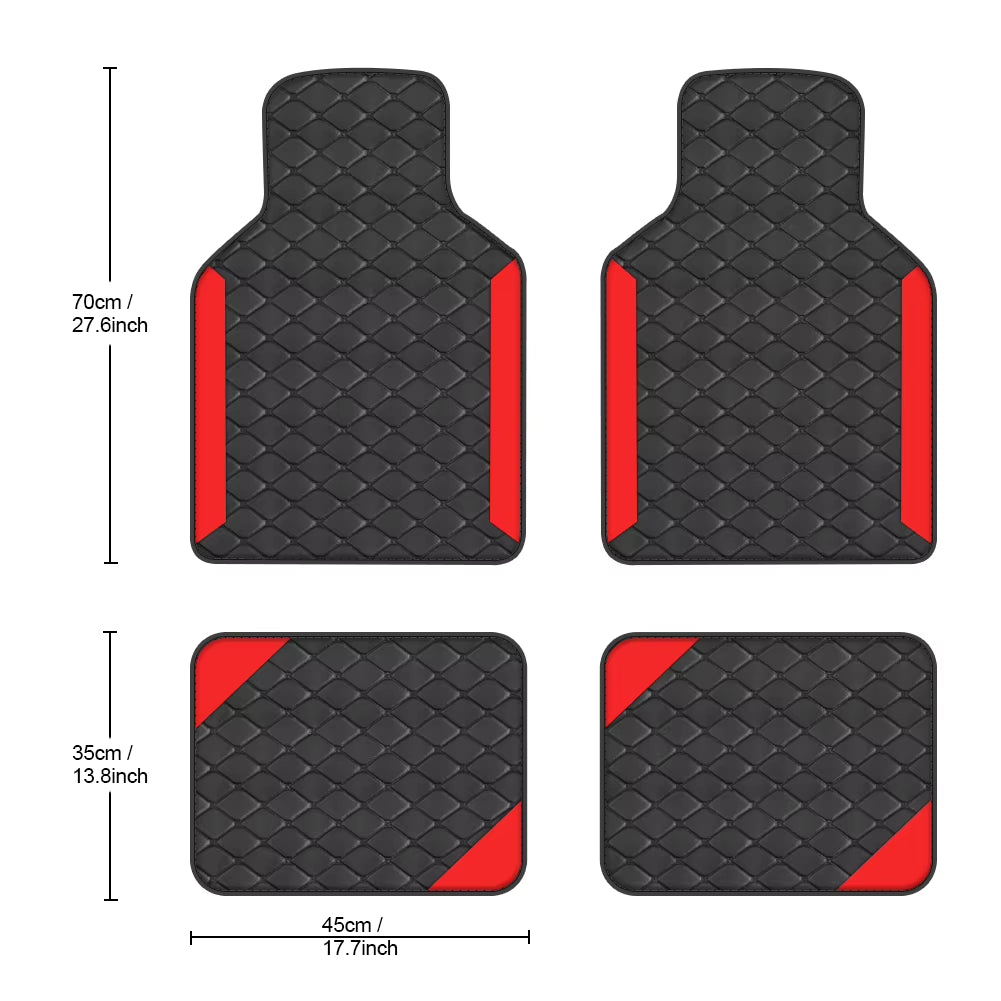 Tapis de Sol Voiture Luxe 4 Pièces en Cuir PU – Antidérapants, Résistants et Universels (LHD)